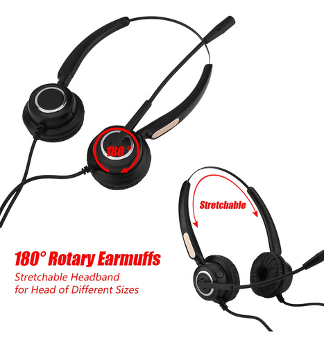 250cm Auriculares De Centro De Llamadas Usb Con Micrófono