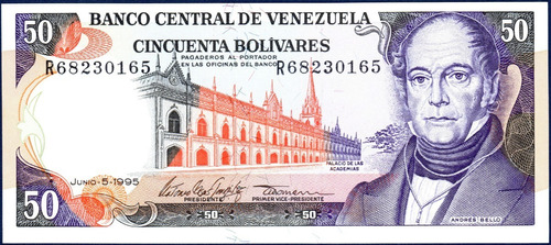 Billete 50 Bolívares R8 Junio 5 1995 Andrés Bello