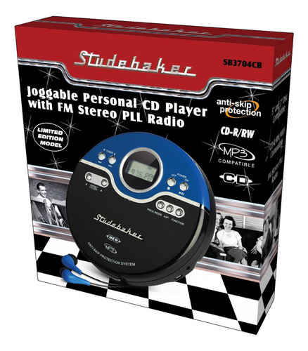 Leitor De Cd Portátil Studebaker Sb3704 Retro Com Rádio Fm