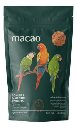 Croqueta Para Perico Atolero Y Pericos Medianos. Macao 1 Kg