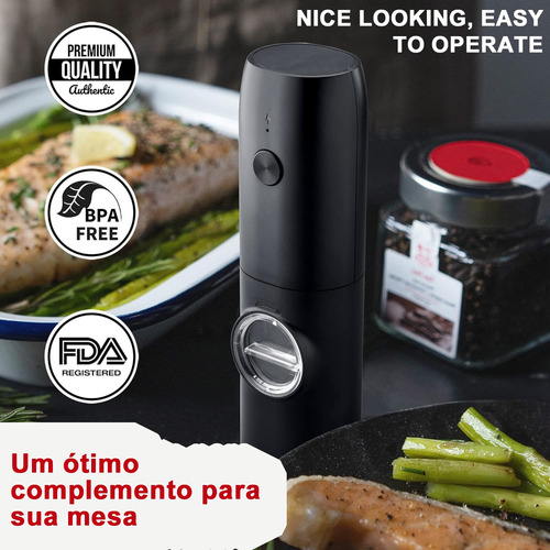 Moedor Elétrico Sal Grosso Pimenta Temperou Usb Recarregável