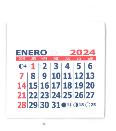 Calendario Almanaque Mignon 5,5 X 5,5 Cm X 100 U. Feriados