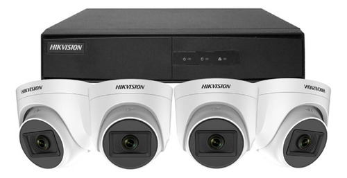 Kit Dvr Hikvision 8ch + 4 Camaras Interior Domo Plásticas