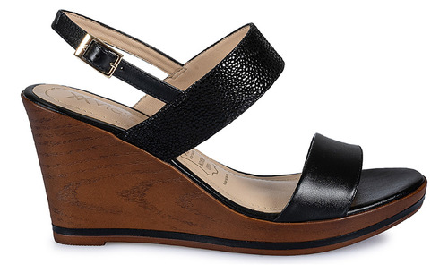 Sandalia D'orsay Casual Mujer Cuero Viale Negro 2403