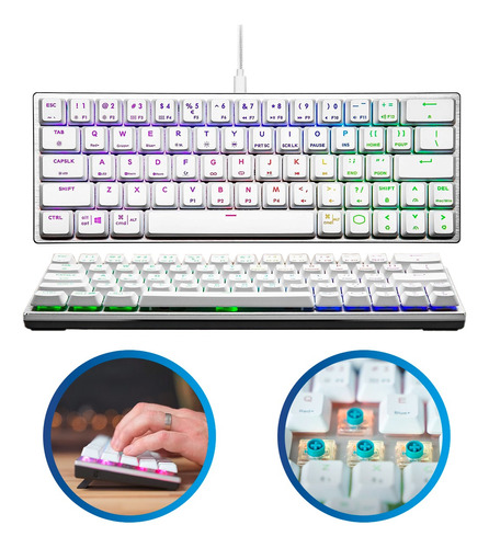 Teclado Cooler Master Gamer Rgb Sk622 Switch Blue Bt Blanco