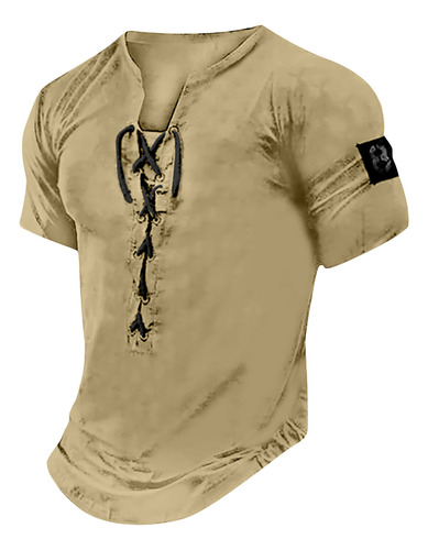 Camiseta H Para Hombre, Color Casual, Manga Larga, Cuello En