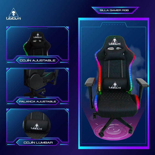 Imagen 3 de 6 de Silla Escritorio Gamer Gaming Rgb Ergonomica Reclinable Ms