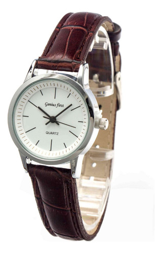 Reloj De Cuarzo De Aleación Para Mujer (cinturón Marrón Blan