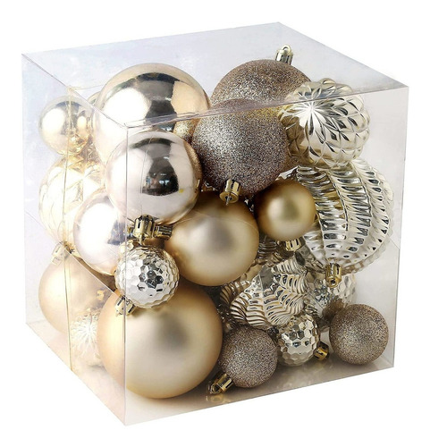 36 Bolas De Arbol Navidad Jorysics Mix Diseños Oro Champagne