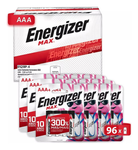 Pila Energizer Max Aaa 96 Unidades Blister Alcalina 1.5v E92