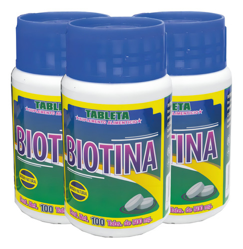 Kit 3 Suplemento Alimenticio Biotina Sabor Sin Sabor