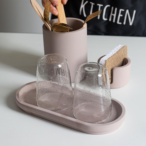 Soporte Para Utensilios Marrón Para Fregadero