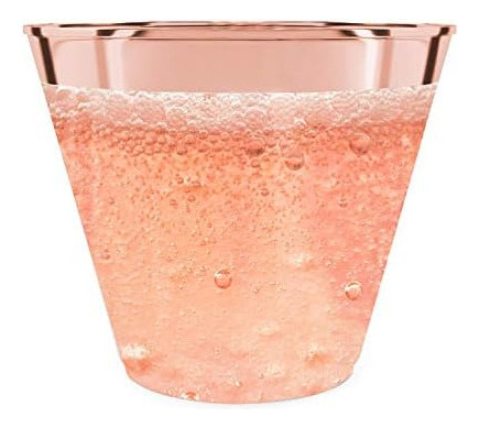 Karrahome 100 Vasos De Oro Rosa Vasos De Plástico De Oro Ros
