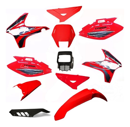 Kit  Plasticos  Mondial  Td 200 P Enduro Rojo Original