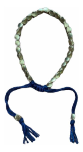 Pulsera Tibetana Cobre Mujer Hecha A Mano Color Azul Marino Diámetro 16 Cm Largo 16 Cm