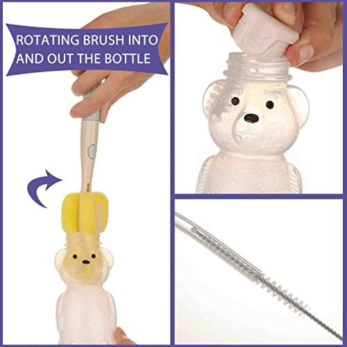 Imagen 5 de 7 de Mamaderas Vasos De Pajita De Oso De Miel Con 4 Pajitas Flexi