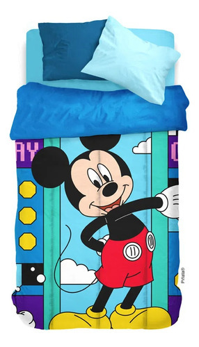 Acolchado 1½ Plaza Infantil Disney Mickey Mouse Orig Piñata Color Azul