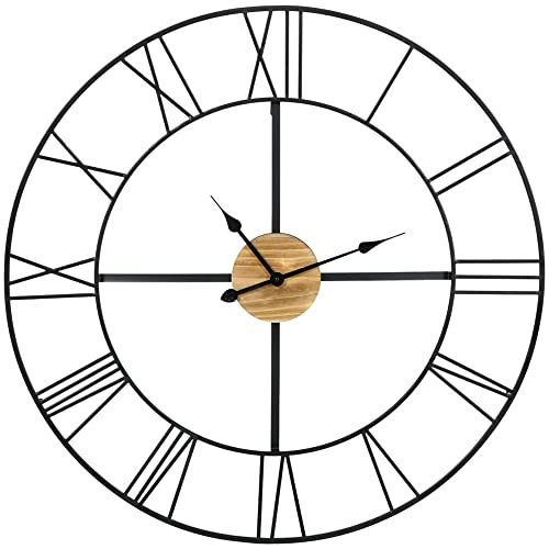 Reloj De Pared Grande 90 Cm Negro Numeros Romanos Sencillo