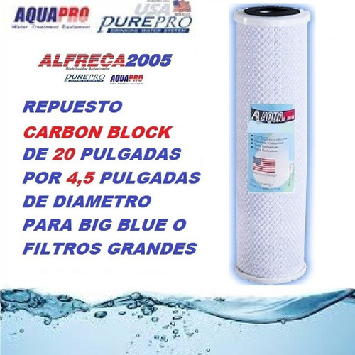 Cartucho Carbon Block 20x4,5 Repuesto Osmosis Filtros D Agua