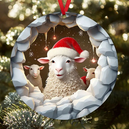 . Adorno Navideño Con Forma De Vaca, Acrílico, Plano,