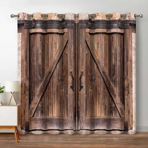 Jekeno - Cortinas Opacas De Madera Rustica, Vintage, Puerta