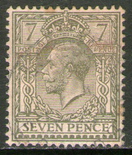 Reino Unido Sello Usado De 7 P. Rey George 5° Años 1912-13
