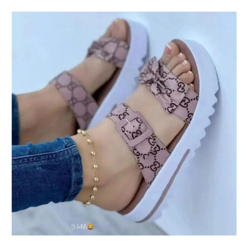 Sandalias Con Plataforma Y Lazo Con Estampado De Palabras