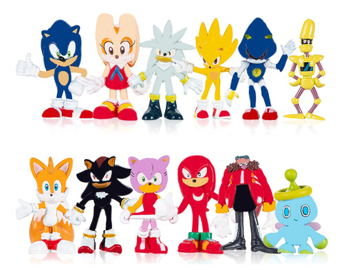 Paquete De 12 Figuras De Accion Sonic Hedgehog De 2 Pulgadas