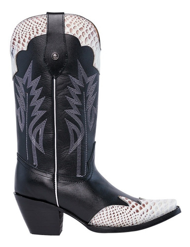 Botas Vaqueras Dama Horsag Piel 100% Aplicación En Víbora
