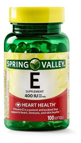 Vitamina E 400 Iu Spring Valley 100 Capsulas Eua