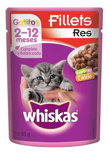 Whiskas Alimento Húmedo Para Gatito Carne Sobre 85 G
