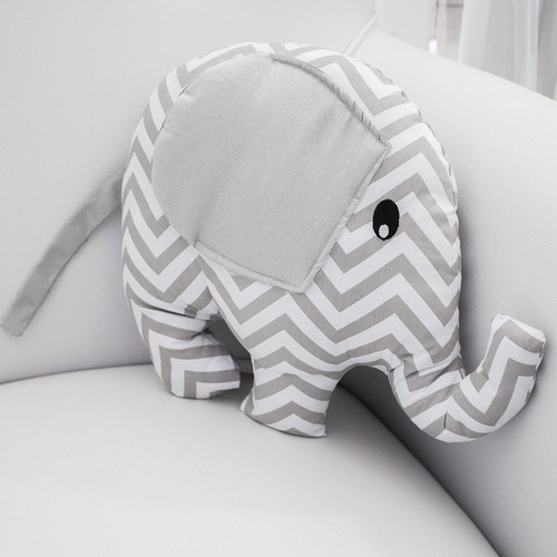 Almofada Decorativa Elefante Chevron Cinza 100% Algodão