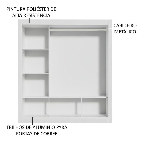 Guarda-roupa Casal Madesa Mônaco 3 Portas Correr Espelhos Bc Cor Branco/Cinza