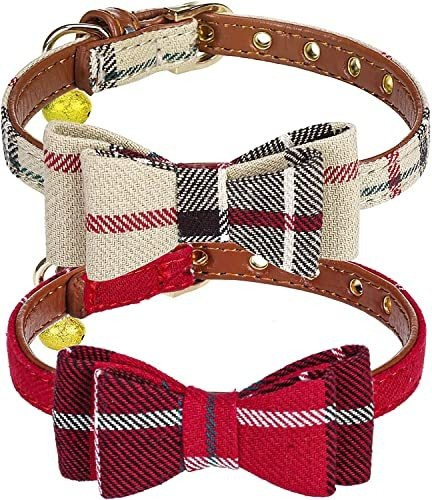 Pupteck Collar De Cachorro Con Bell - 2 Pack Plaid Lwj2i