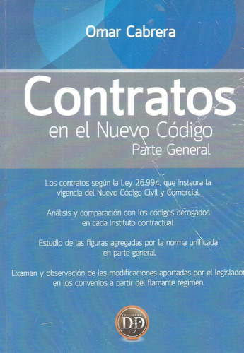 Contratos En El Nuevo Codigo - Parte General - Cabrera - Dyf