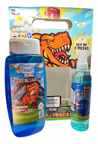 Shampoo 300ml Y Body 130ml Dinosaurio Para Niño Aroma Chicle