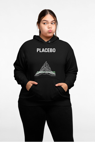 Sudadera Unisex Negra 2xl Extra Rockera Placebo Logotipo