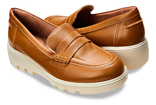 Sapato Loafer Usaflex Feminino Al1502 Com Salto Plataforma