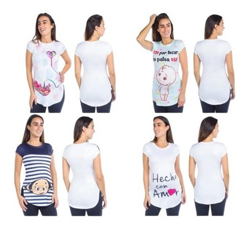 4 Pack- Blusas Manga Corta Maternidad-unitalla