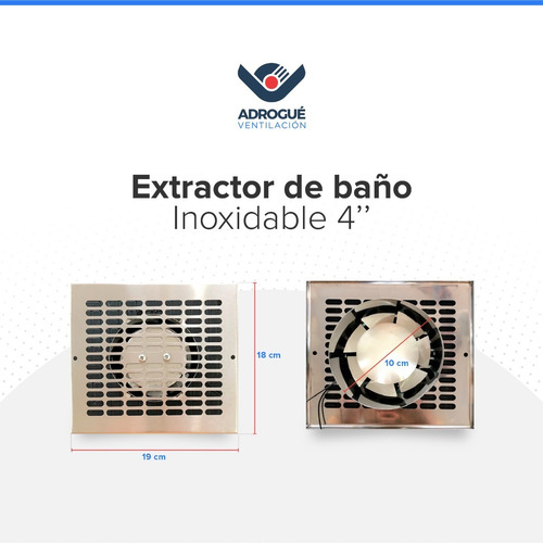 Extractor De Aire Para Baño De Acero Inox De 4''