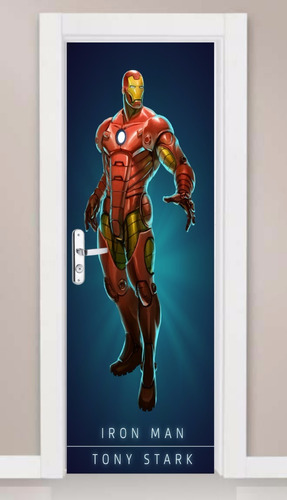 Adesivo Porta Parede Vingadores Homem De Ferro Comic Desenho