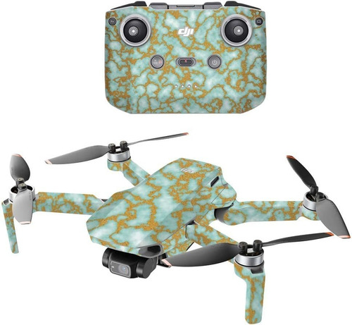 Skin De Vinilo Para Drone Dji Mini 2 - Jade Dorado.