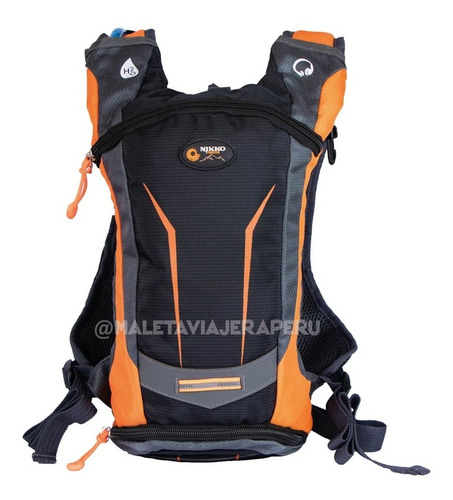 Imagen 2 de 3 de Mochila De Hidratación + Bolsa De Agua C/ Válvula (naranja)