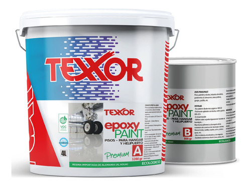 Epoxi Paint- Hangar Helipu- Al Agua- Ecologico -4lts- Texxor Acabado Brillante Color Blanco