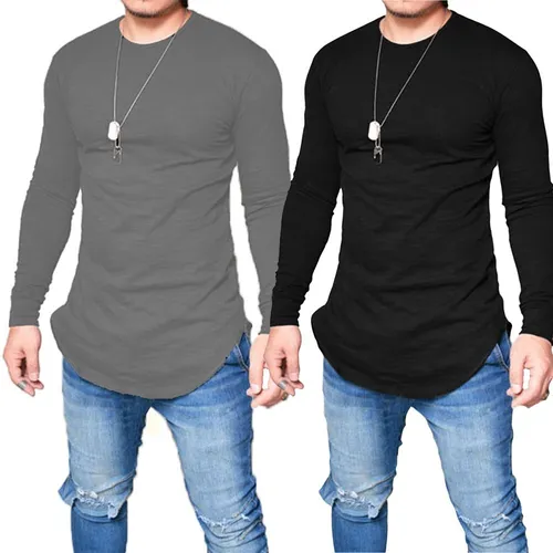 Kit 2 Camiseta Oversized Swag Longline Camisa Manga Longa