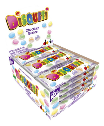 Disqueti Chocolate Branco Dori 18 Pacotes 40g Ideal Lanche