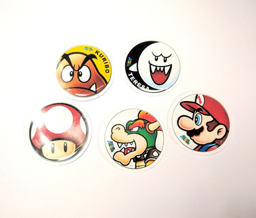 Set De 5 Stickers Circulares De Super Mario