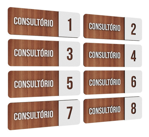 Kit 8 Placas Sinalização Mdf Consultório Clinica Terapia