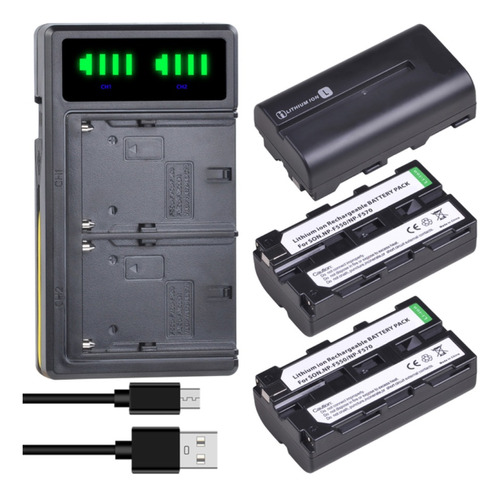 3 Baterías Np-f550 Np-f570 + Cargador Doble Bc-vm10 Alternat