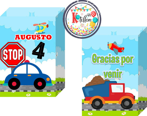 10 Bolsitas Sorpresita Personaliza Papel Foto Transportes-k